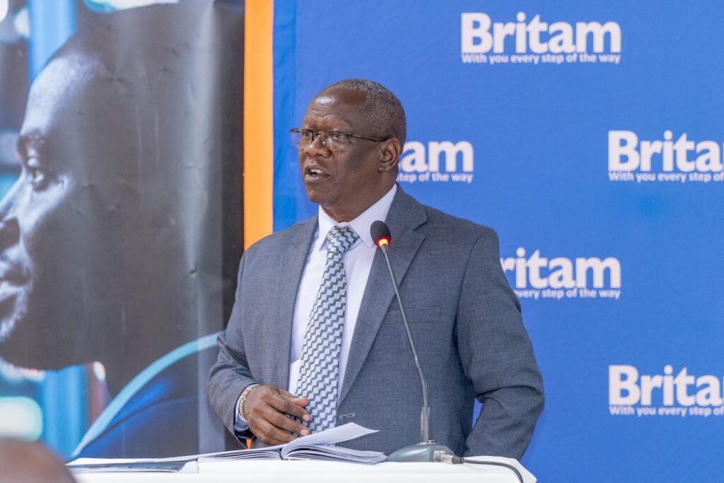 Mr James Muriithi, the Managing Director of Savannah Mabati addressing SME business people in Thika town. Photo/Courtesy